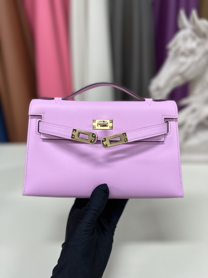 Kelly Pochette Swift Leather“22*12*7CM”-0301=