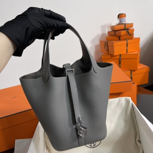 Picotin Lock 18 Clemence Leather Bag“18*18*13CM”-058=
