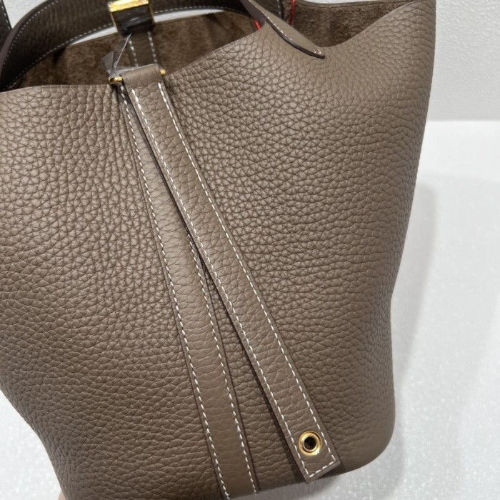 Picotin Lock 18 Clemence Leather Bag“18*18*13CM”-058=