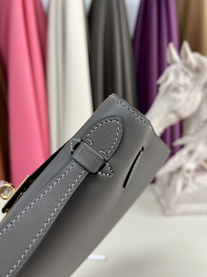 Kelly Pochette Swift Leather“22*12*7CM”-0301=