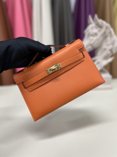 Kelly Pochette Swift Leather“22*12*7CM”-0301=