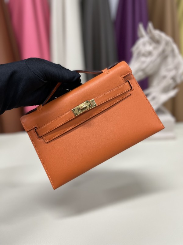 Kelly Pochette Swift Leather“22*12*7CM”-0301=