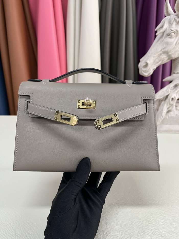 Kelly Pochette Swift Leather“22*12*7CM”-0301=