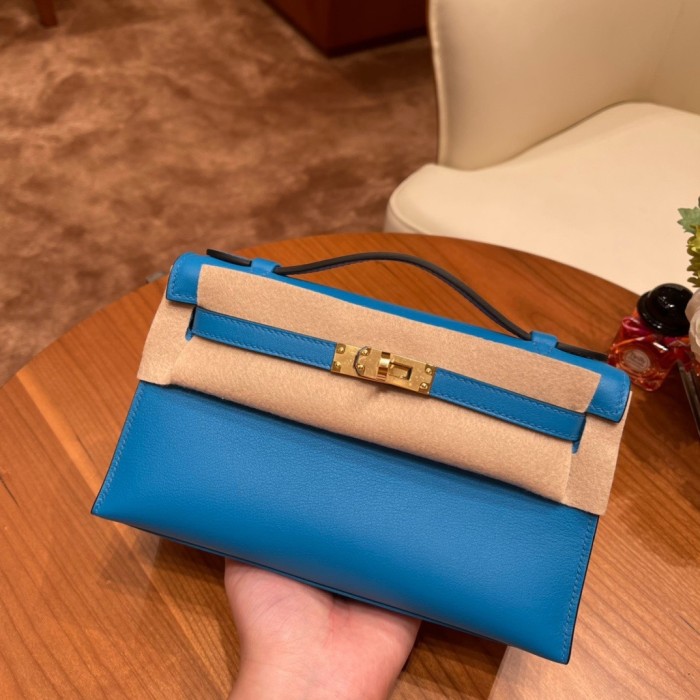 Kelly Pochette Swift Leather“22*12*7CM”-0301=