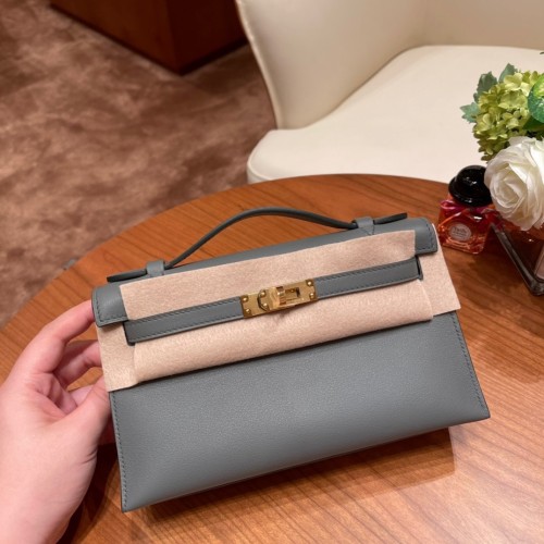 Kelly Pochette Swift Leather“22*12*7CM”-0301=