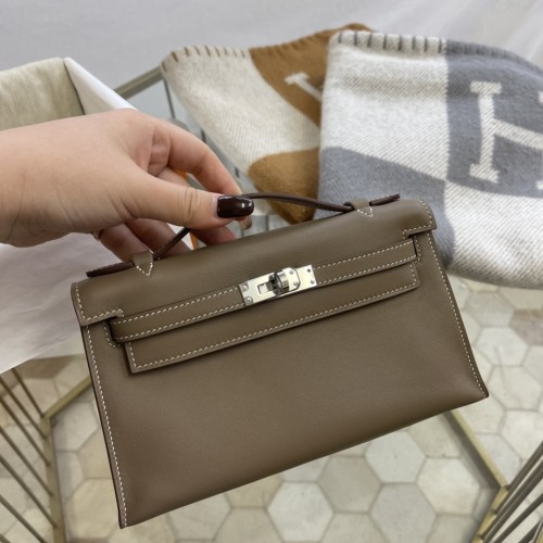 Kelly Pochette Swift Leather“22*12*7CM”-0301=