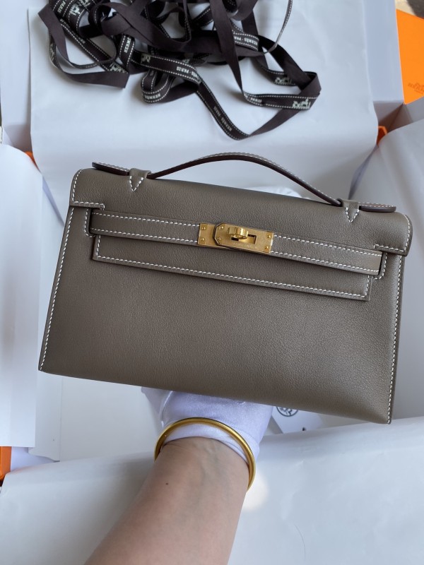 Kelly Pochette Swift Leather“22*12*7CM”-0301=