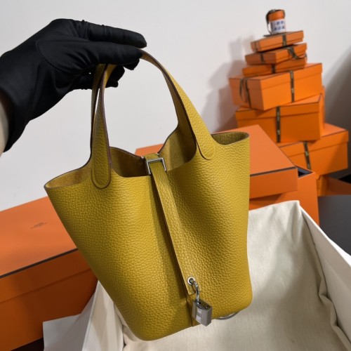 Picotin Lock 18 Clemence Leather Bag“18*18*13CM”-058=