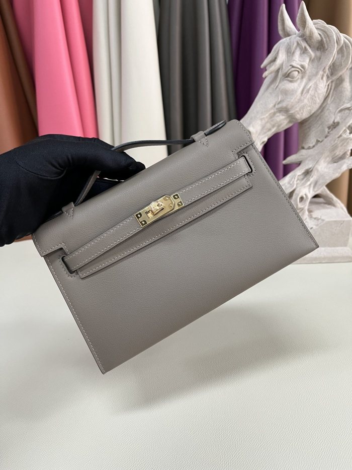 Kelly Pochette Swift Leather“22*12*7CM”-0301=