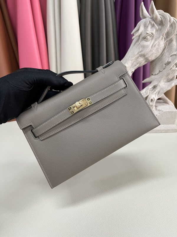 Kelly Pochette Swift Leather“22*12*7CM”-0301=
