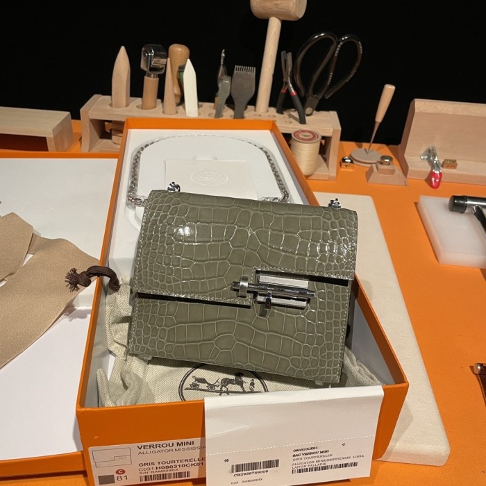 Verrou Chain Mini Bag 17 Alligator“17*14*4.2CM”-00801=