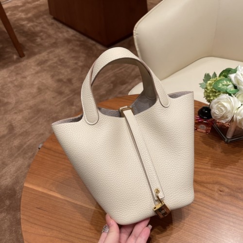 Picotin Lock 18 Clemence Leather Bag“18*18*13CM”-058=