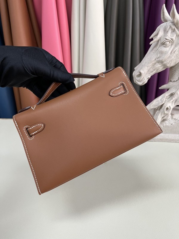 Kelly Pochette Swift Leather“22*12*7CM”-0301=