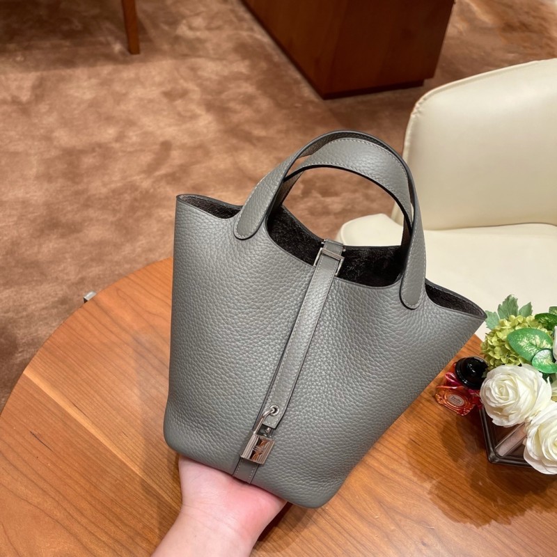 Picotin Lock 18 Clemence Leather Bag“18*18*13CM”-058=