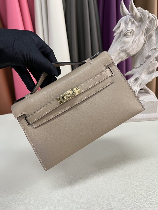 Kelly Pochette Swift Leather“22*12*7CM”-0301=