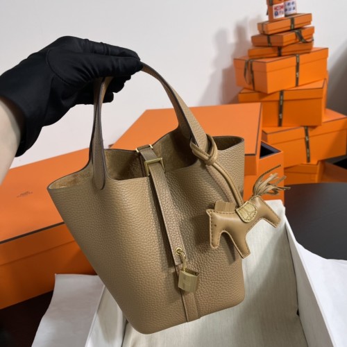 Picotin Lock 18 Clemence Leather Bag“18*18*13CM”-058=