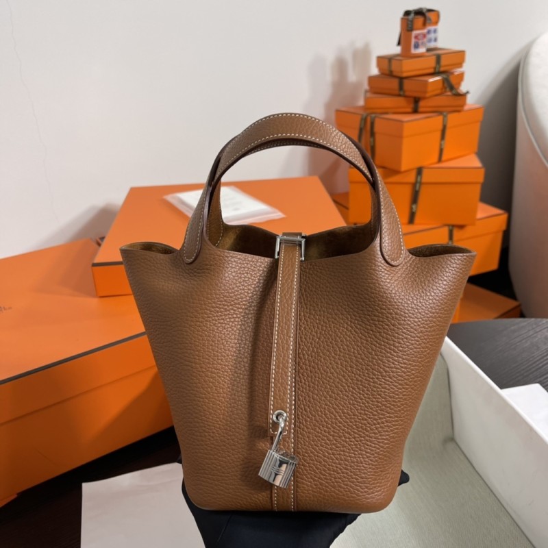 Picotin Lock 18 Clemence Leather Bag“18*18*13CM”-058=
