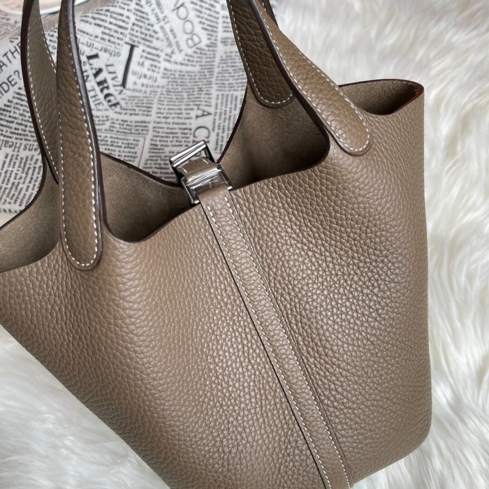 Picotin Lock 18 Bag Clemence Leather“18*18*18CM”-079=