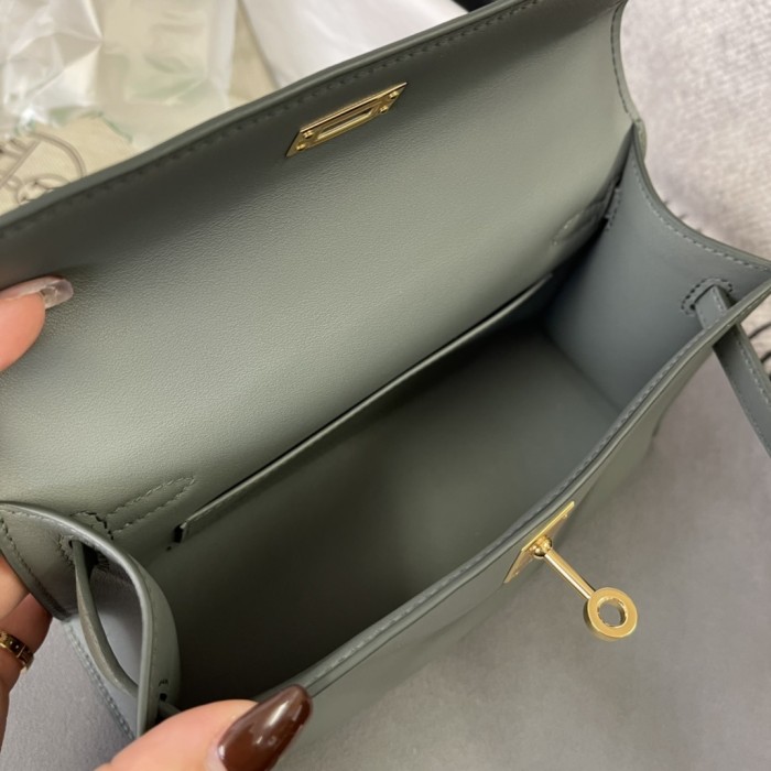 Kelly Pochette Swift Leather“22*12*7CM”-0301=