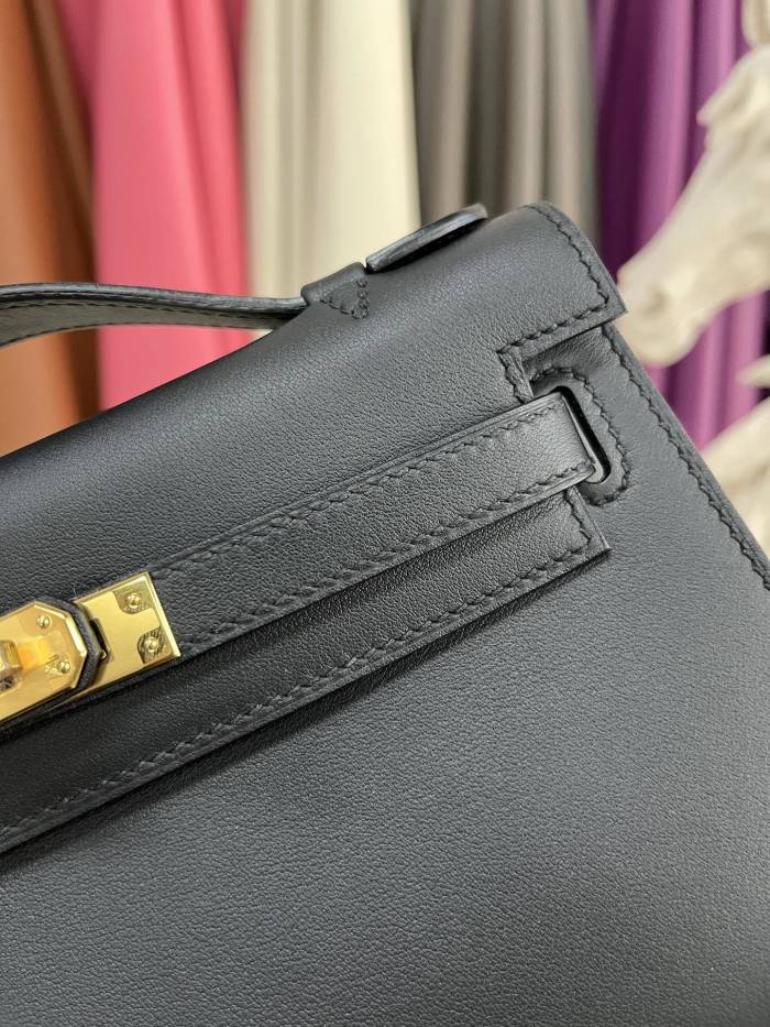 Kelly Pochette Swift Leather“22*12*7CM”-0301=