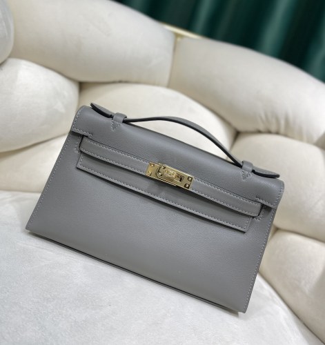 Kelly Pochette Swift Leather“22*12*7CM”-0301=