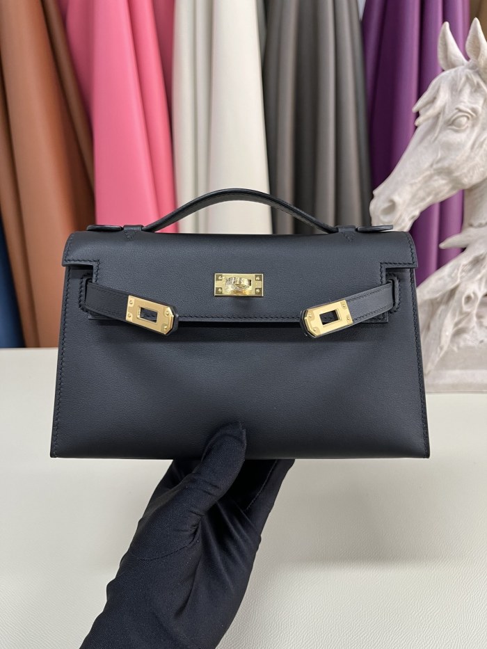 Kelly Pochette Swift Leather“22*12*7CM”-0301=