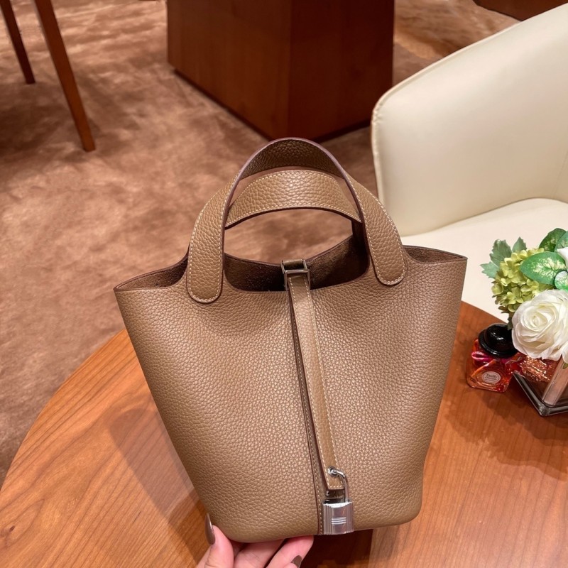Picotin Lock 18 Clemence Leather Bag“18*18*13CM”-058=