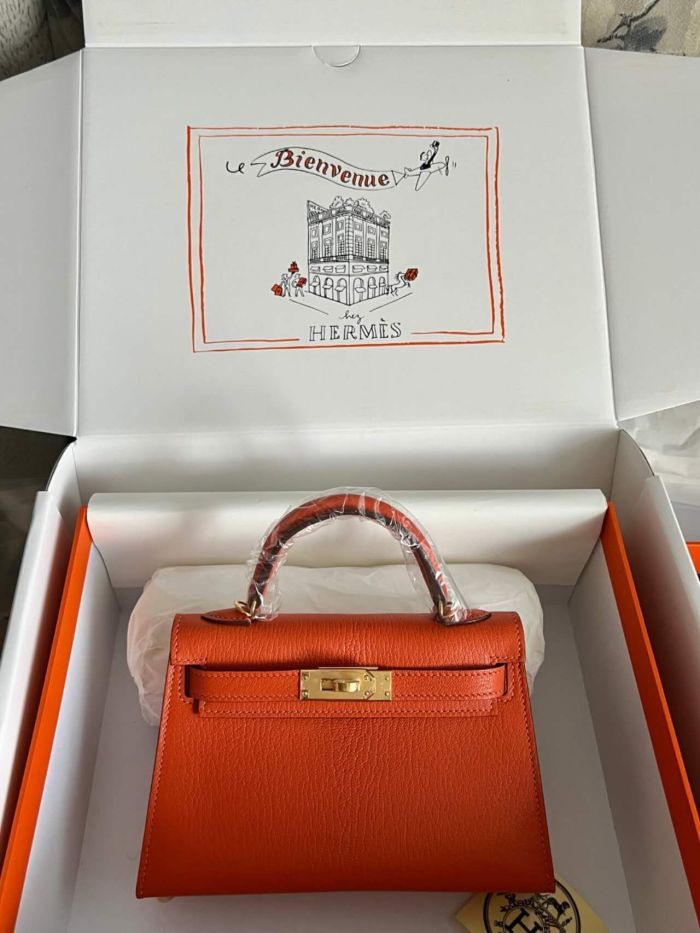 Mini Kelly Chevre 19 Bag“19*12*6CM”-0511=