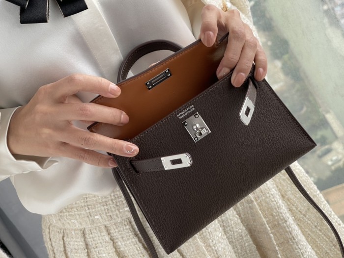 Mini Kelly Chevre 19 Bag“19*12*6CM”-0511=