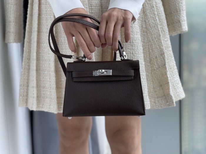 Mini Kelly Chevre 19 Bag“19*12*6CM”-0511=