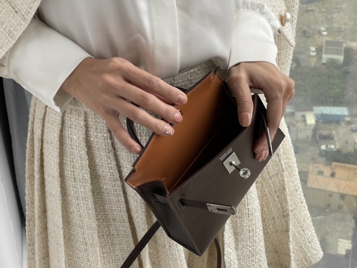 Mini Kelly Chevre 19 Bag“19*12*6CM”-0511=