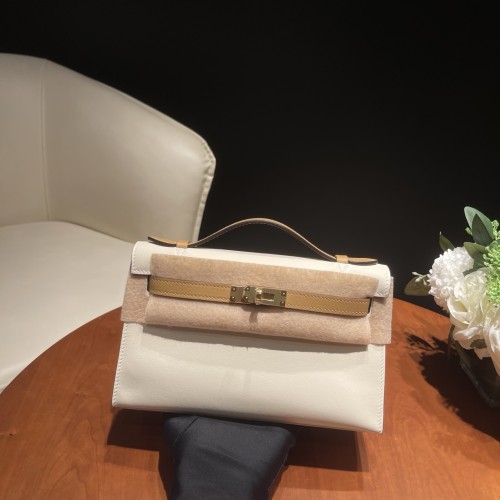 Kelly Pochette Swift Leather 22 Bag“22*12*6CM”-0511=