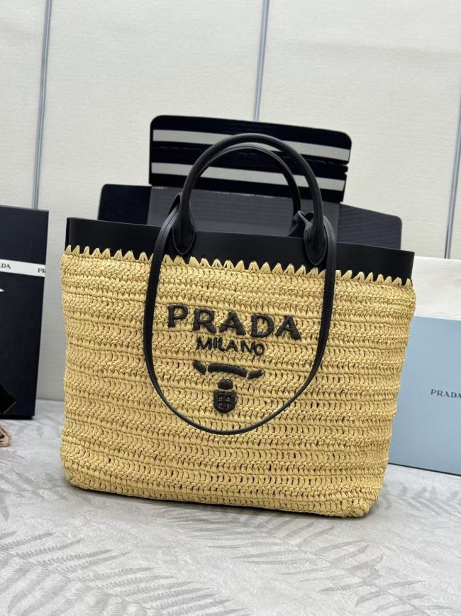  Medium Crochet and Leather Tote“32*25*16CM”-077=