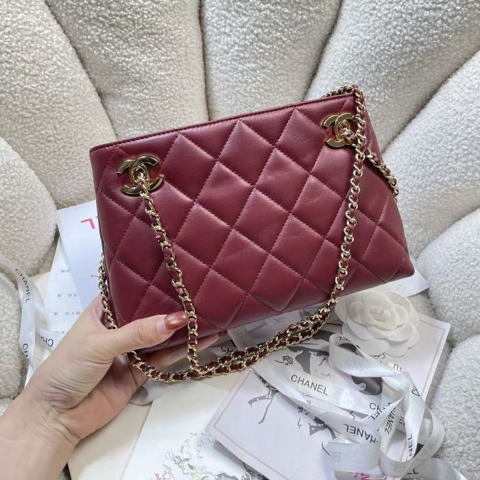 Quilted Lambskin Chain Tote Bag“24*16*7CM”-037=