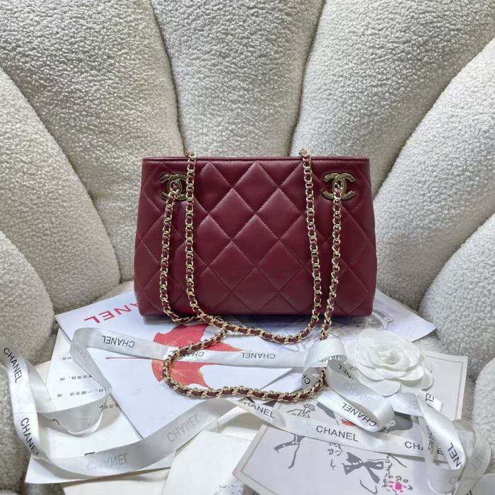 Quilted Lambskin Chain Tote Bag“24*16*7CM”-037=