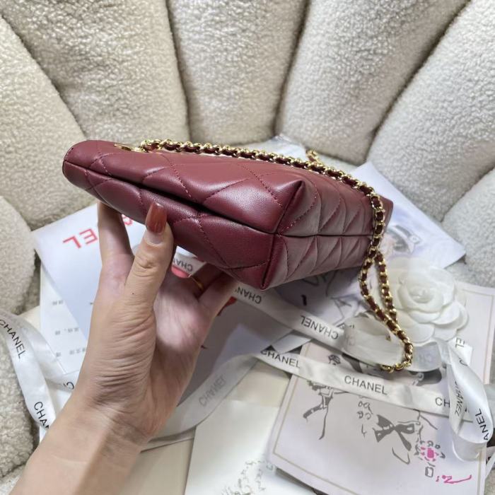 Quilted Lambskin Chain Tote Bag“24*16*7CM”-037=