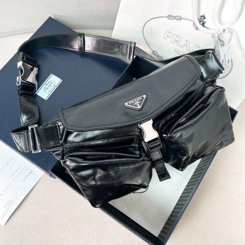 Re-Nylon And Leather Shoulder Bag“24*18*5.5CM”-089=