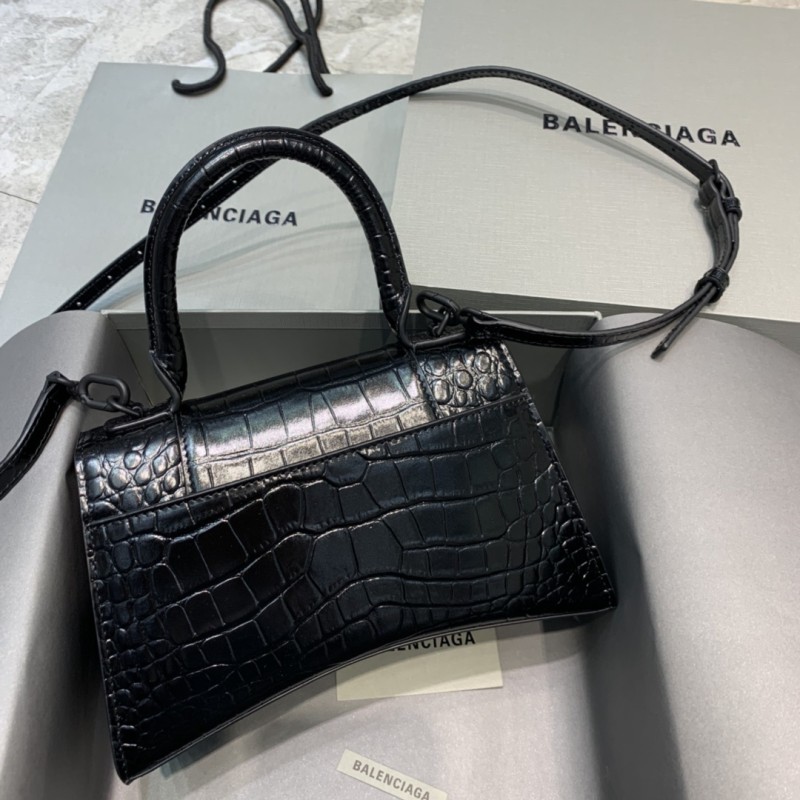 Hourglass Crocodile Embossed Handbag Small“23*14*10CM”-086=