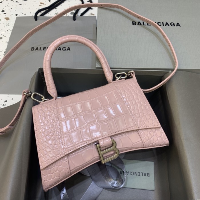 Hourglass Crocodile Embossed Handbag Small“23*14*10CM”-086=
