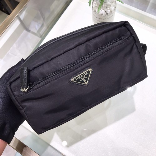 Re-Nylon And Saffiano Leather Travel Pouch“23*10*3CM”-005=