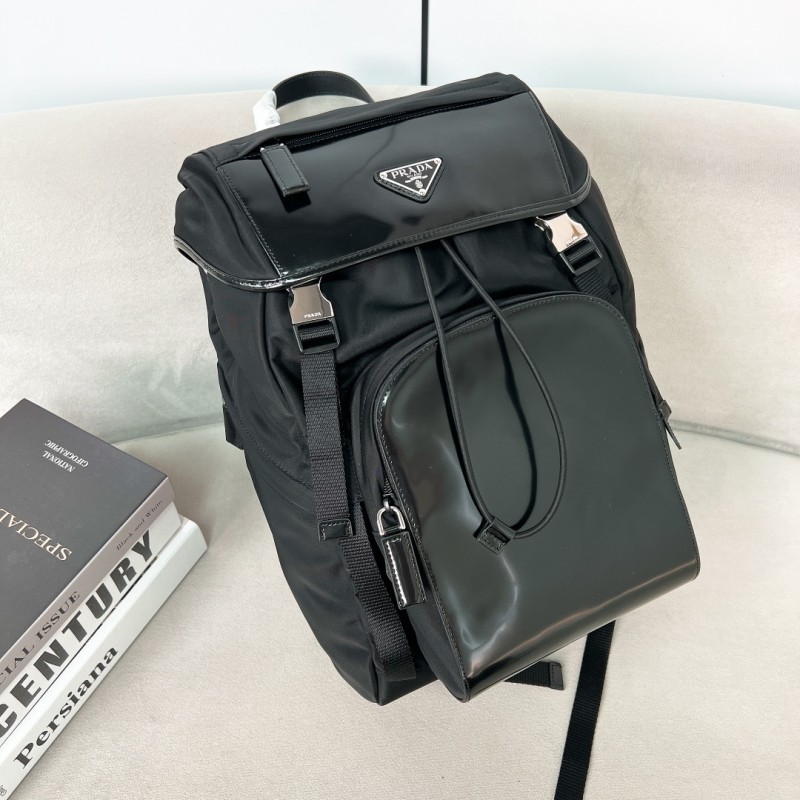 Re-Nylon And Brushed Leather Backpack“45*27*17CM”-0801=