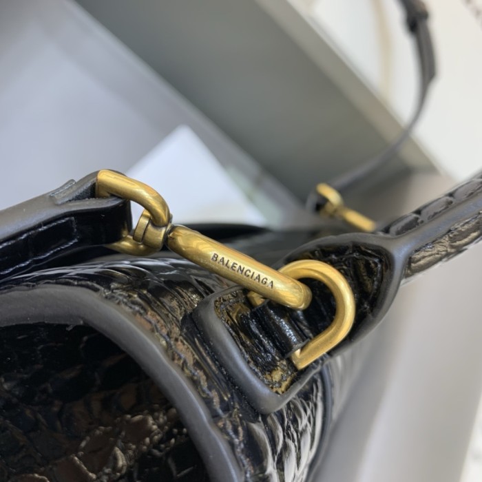 Hourglass Crocodile Embossed Handbag Small“23*14*10CM”-086=