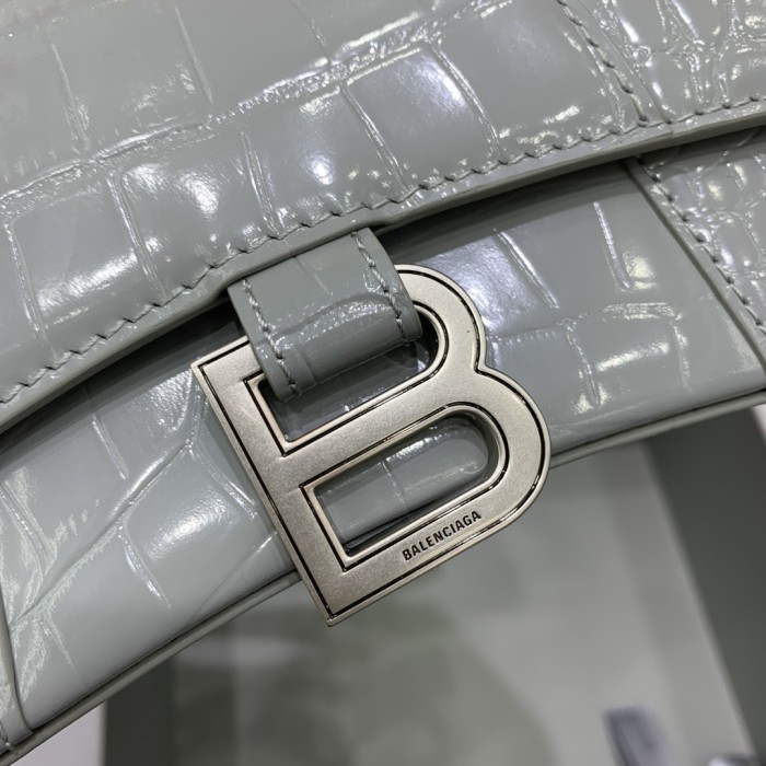 Hourglass Crocodile Embossed Handbag XS“19*11*8CM”-006=