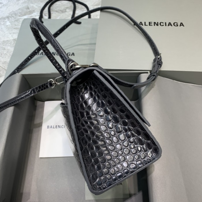 Hourglass Crocodile Embossed Handbag Small“23*14*10CM”-086=