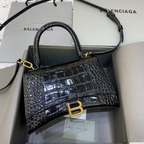 Hourglass Crocodile Embossed Handbag Small“23*14*10CM”-086=