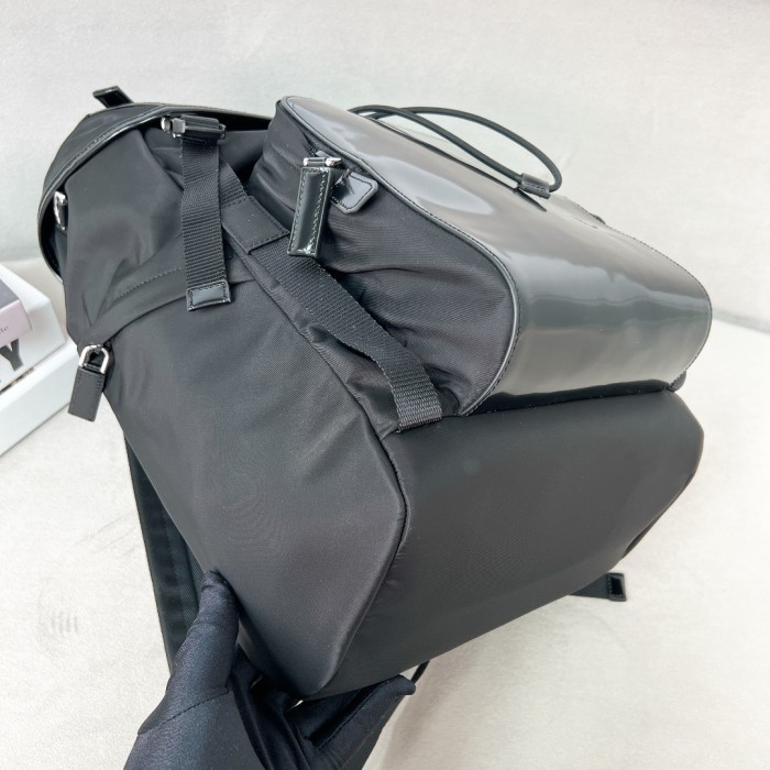 Re-Nylon And Brushed Leather Backpack“45*27*17CM”-0801=