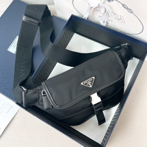 Leather-Trim Belt Bag“18*15*5CM”-086=