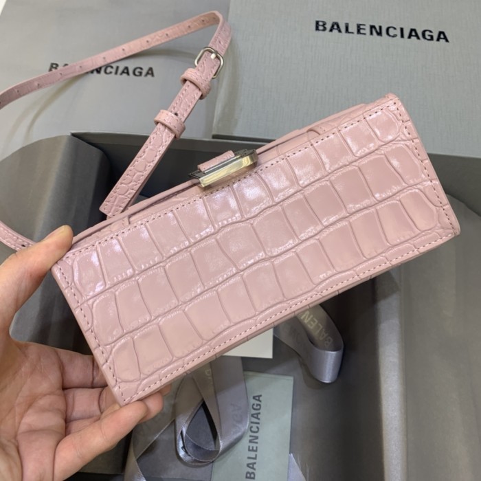 Hourglass Crocodile Embossed Handbag XS“19*11*8CM”-006=