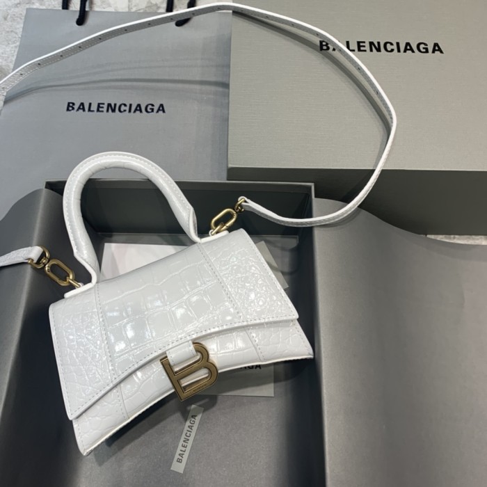 Hourglass Crocodile Embossed Handbag XS“19*11*8CM”-006=