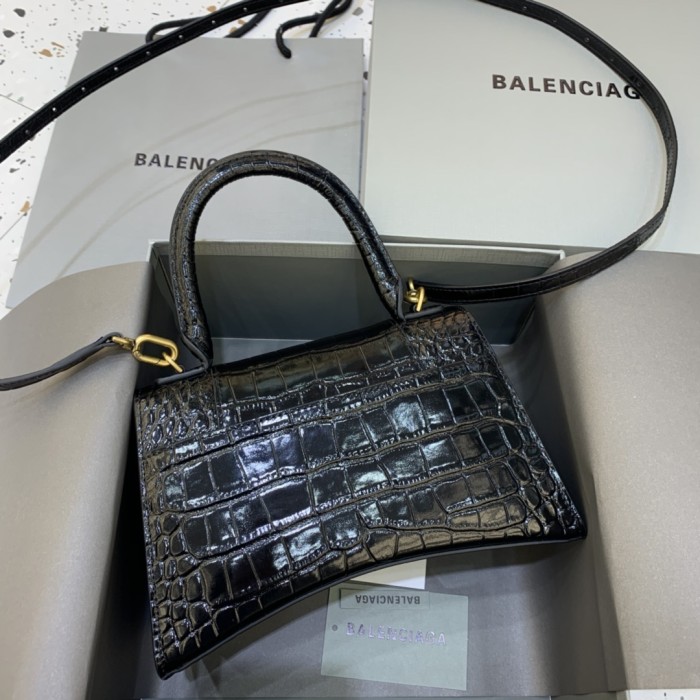 Hourglass Crocodile Embossed Handbag Small“23*14*10CM”-086=